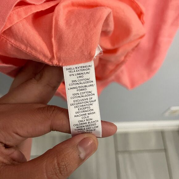 Loft XS Linen Cotton Blend Embroidered Empire Dress - Picture 3 of 4